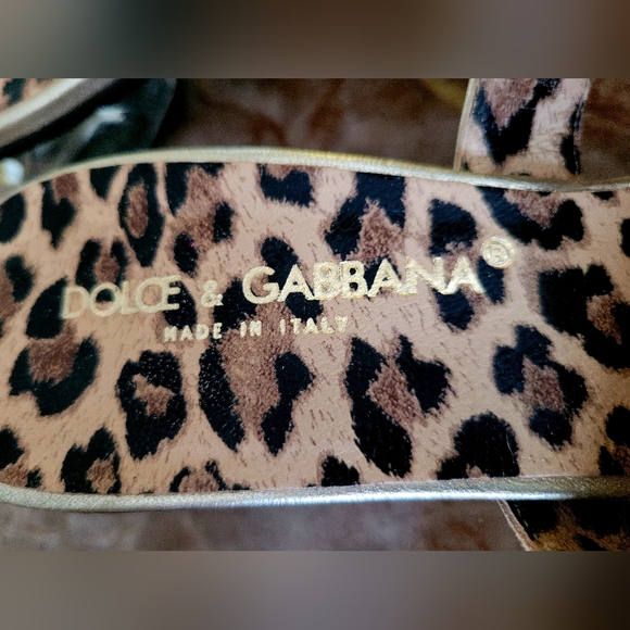 Dolce & Gabbana Luxury Buttery Soft Leather Thong Sandals Crystal Heel Gold 6.5 - Picture 6 of 16